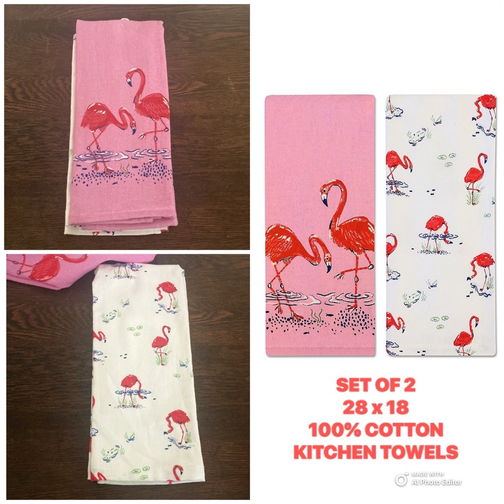 Flamingo Print Kitchen Towel